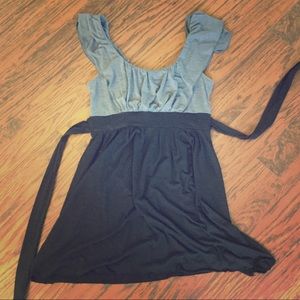 Grey and black color block dress
